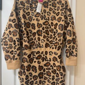 QOS Leopard Sweatshirt Dress
